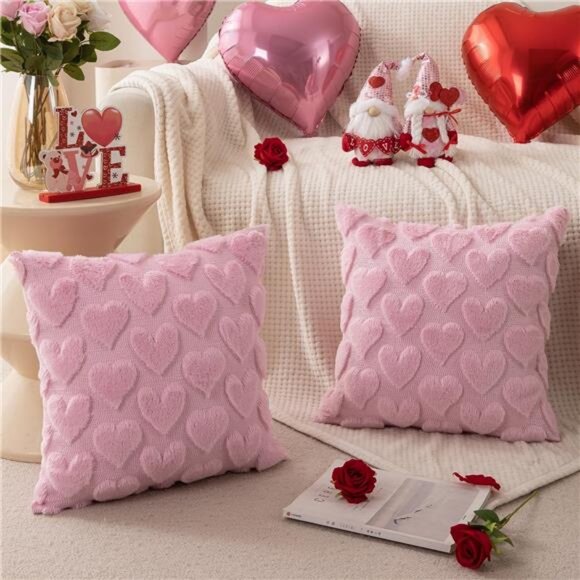 Lovely Valentines Pillow Covers 18x18 inch Set of 2 Valentines Day Decoration - Picture 5 of 7